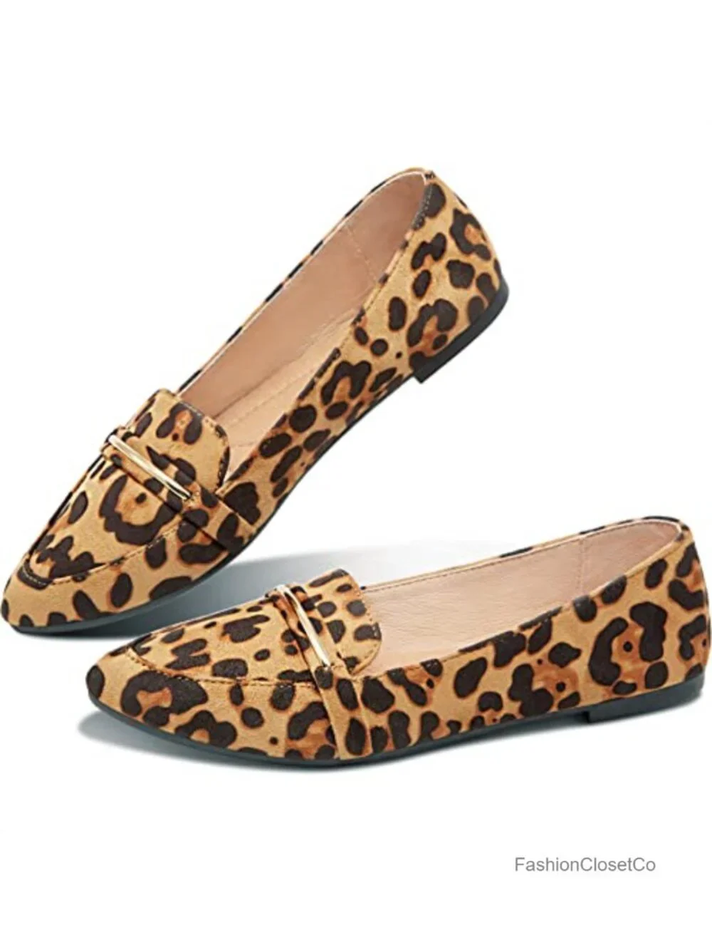 Women's Pointed Toe Loafer Flat Faux Suede Work Shoes